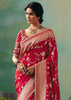 Crimson Red Woven Embroidered Banarasi Silk Saree