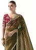 Mehndi Green Designer Organza Tissue Silk Saree