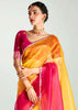 Yellow Red Ombre Banarasi Tissue Saree