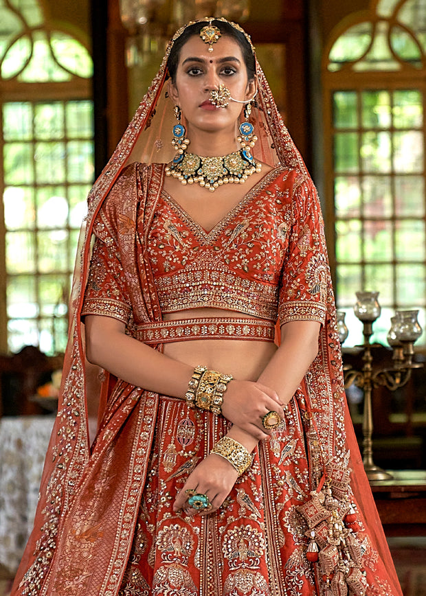 Royal Brown Heavy Embroidered Designer Lehenga
