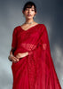 Poppy Red Designer Silk Saree