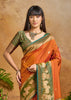Burnt Orange Woven Banarasi Silk Saree