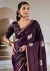 Wine Purple Banarasi Satin Silk Saree