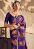 Purple And Brown Rangkat Satin Silk Saree