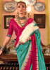 Turqoise Blue Printed Patola Silk Saree