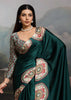 Hunter Green Printed Satin Silk Saree