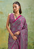 Plum Purple Printed Satin Silk Saree