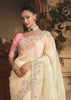 Pearl White Tissue Organza Designer Saree