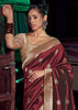 “Exclusive Offer” : Rich Maroon Woven Banarasi Silk Saree With Embroidered Blouse