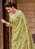 Lime Green Woven Linen Silk Saree