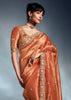 Apricot Orange Designer Silk Saree