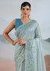 Glow Blue Woven Tissue Silk Saree
