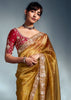 Golden Yellow Designer Silk Saree