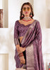 Mauve Purple Banarasi Printed Soft Silk Saree