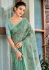 Mint Green Woven Linen Silk Saree