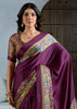 Berry Purple Printed Satin Silk Saree