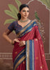 Amarican Red Woven Banarasi Tussar Silk Saree