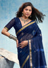 Midnight Blue Woven Cotton Silk Saree