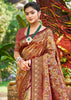 Deep Maroon Dual Tone Woven Banarasi Silk Saree