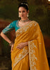 Mustard Yellow Embroidered Tissue Saree