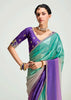 Bright Purple Ombre Banarasi Tissue Saree