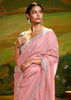 Candy Pink Heavy Embroidered Designer Silk Saree With contrast Blouse
