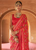 Fiery Red Printed Patola Silk Saree