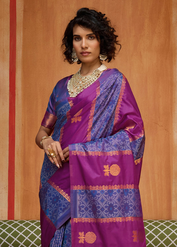 Shades Of Purple Woven Banarasi Silk Saree