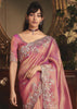 Dusty Pink Tissue Organza Designer Saree