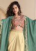 Beige And Green Designer Indo Western Set