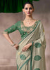 “Exclusive Offer” : Sage Green Woven Cotton Silk Saree