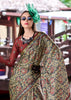 Drizzle Grey Satin Crepe Digital Printed Saga Saree With Contrast Blouse