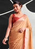 Orange Woven Linen Cotton Silk Saree