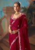 Maroon Embroidered Designer Saree