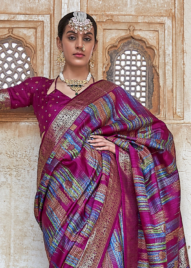 Orchid Purple Printed Soft Silk Saree