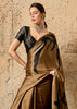 Cinnamon Brown Printed Satin Silk Saree