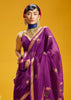 Magenta Purple Woven Munga Cotton Silk Saree