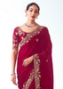 Maroon Embroidered Designer Tissue Saree