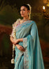 Powder Blue Embroidered Tissue Saree