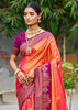 Mandarin Orange Dual Tone Woven Banarasi Silk Saree