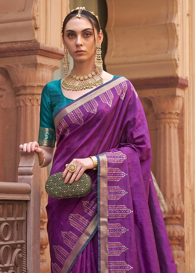 Magic Purple Woven Banarasi Silk Saree