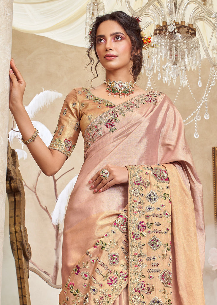 Delight Pink Embroidered Designer Saree