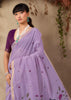 Lavender Purple Woven Cotton Silk Saree