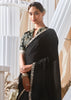 Jet Black Designer Silk Saree