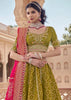 Olive Green Embroidered Designer Lehenga Set