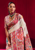 Bright white Woven Cotton Kashmiri Jamewar Saree