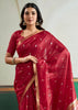 Flame Red Woven Tussar Silk Saree