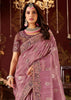 Mauve Purple Embroidered Tissue Designer Saree