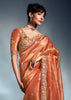 Apricot Orange Designer Silk Saree