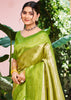 Lime Green Woven Kanjivaram Silk Saree